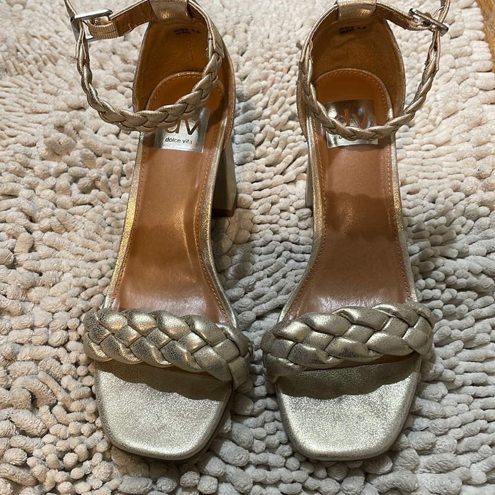 Dolce vita gold distress wedge sandal